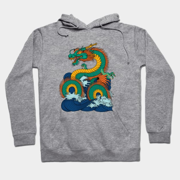 Japanese sea god Ryujin Hoodie by Modern Medieval Design